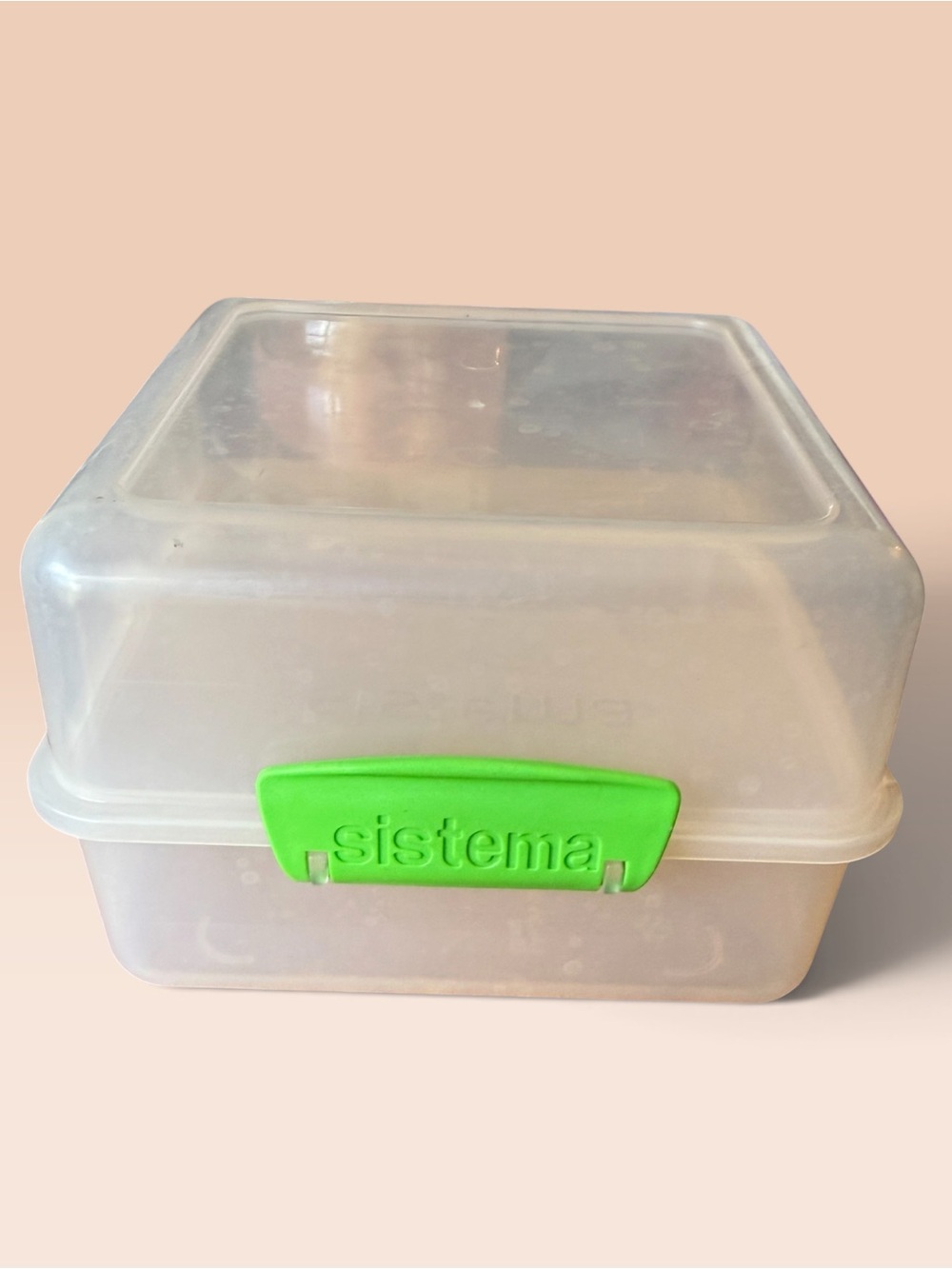 Sistema 1.5L Clear/Green Plastic Food Storage Container w/ Snap Lid